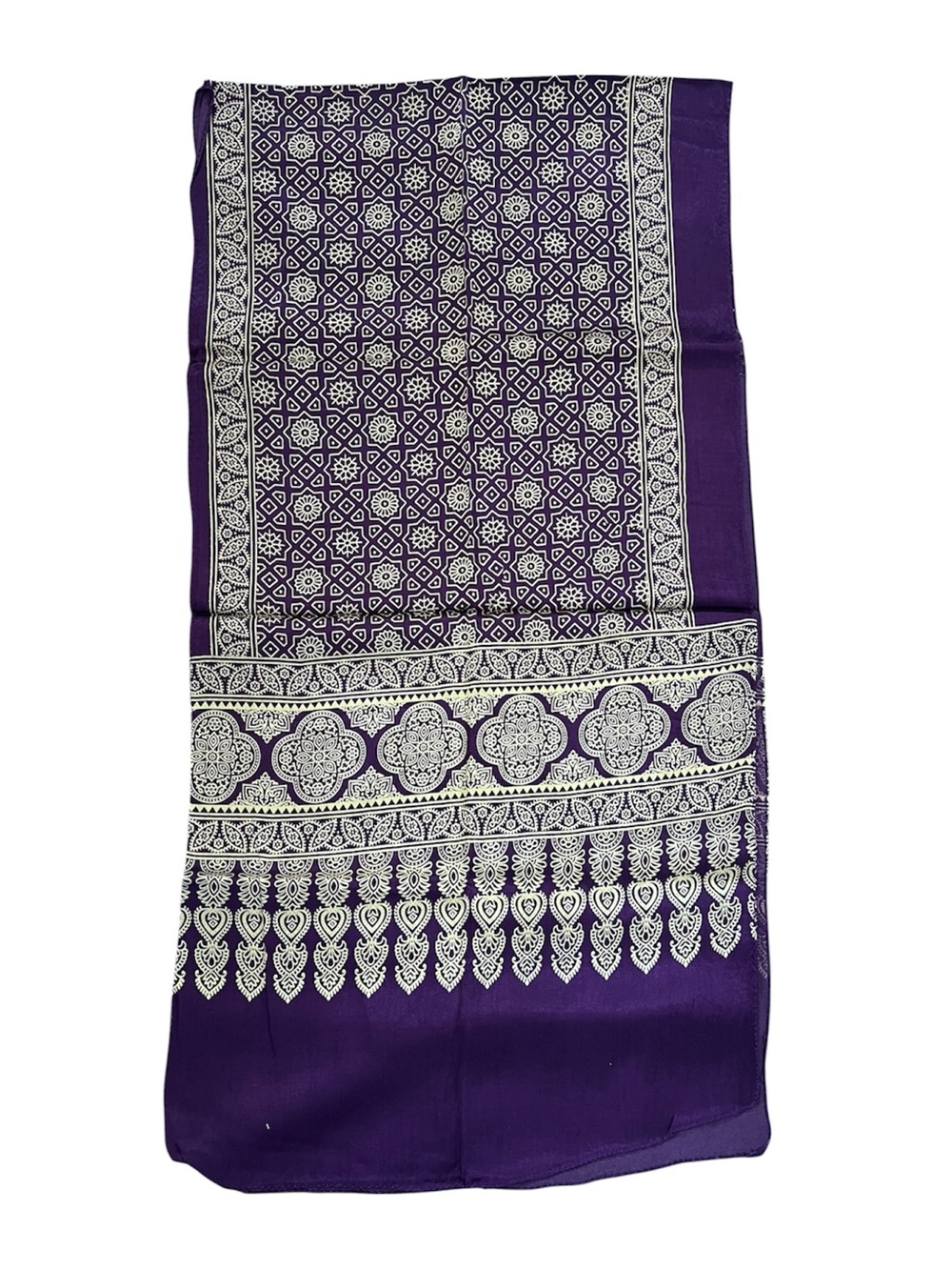 Handcrafted Ajrakh Modal Silk purple Scarf/Stole